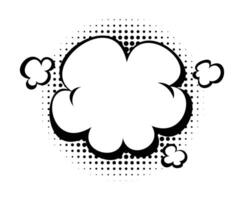 Comic style explosion bubble with halftone dots and cloud shapes. Cartoon illustration vector