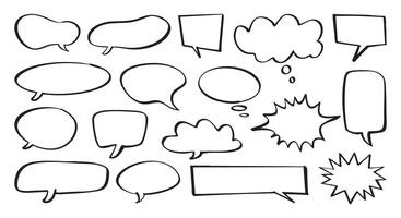 Collection of various empty speech bubbles and thought clouds. Speak bubble text, message box, chatting box. Cartoon illustration vector