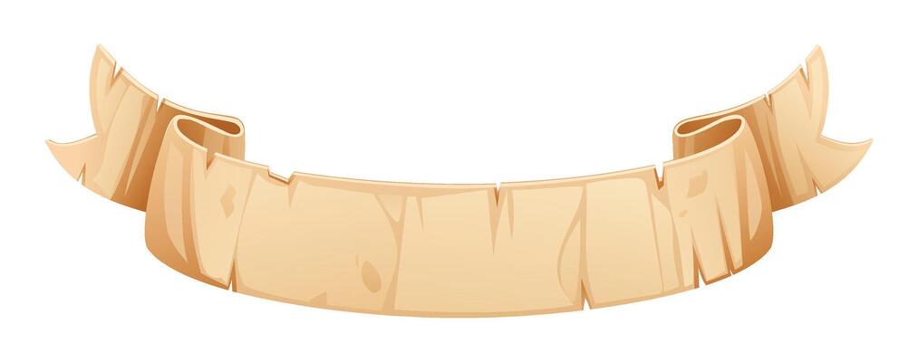 Parchment scroll banner, blank vintage paper in ribbon style. Cartoon illustration