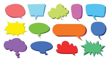 Collection of colorful speech bubbles in various shapes. Blank empty speak bubble text, message box, chatting box. Cartoon illustration vector