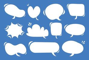 Collection of unique comic speech bubbles. Blank empty speak bubble text, message box, chatting box. Cartoon illustration vector