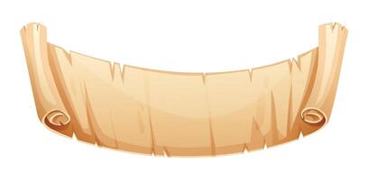Parchment banner scroll paper with curled edges, blank and ready for text or design. Cartoon illustration vector