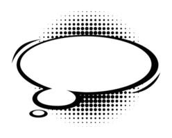 Comic style speech bubble with halftone dots and dynamic lines. Cartoon illustration vector