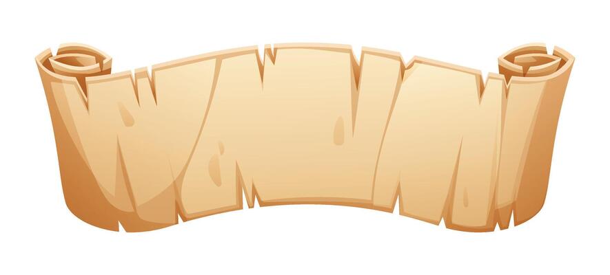 Old parchment scroll banner with a blank space for text. Cartoon illustration