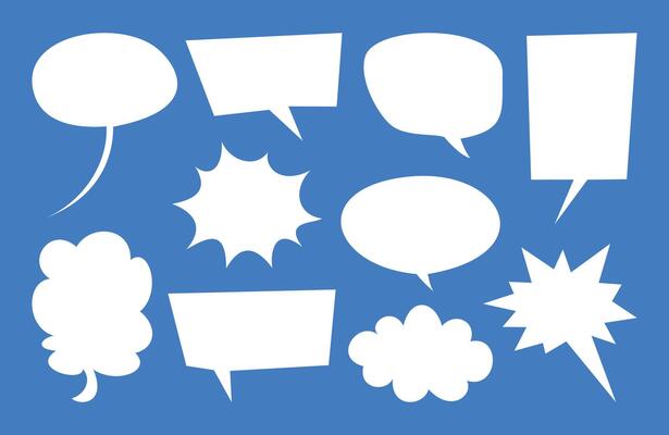 Collection of various blank speech bubbles and comic elements. Speak bubble text, message box, chatting box. Cartoon illustration