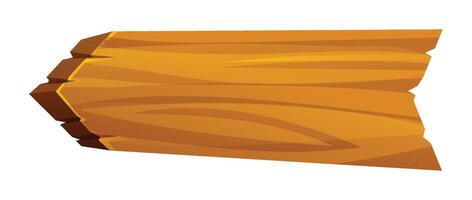 Wooden arrow sign pointing left with textured surface isolated on white background. Cartoon illustration vector