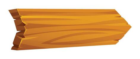 Wooden arrow sign pointing right with textured surface isolated on white background. Cartoon illustration vector