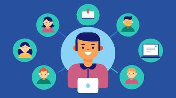 These illustrations encapsulate the various roles and interactions that a support spet may have within the elearning ecosystem.. vector