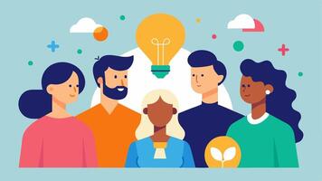 These illustrations can effectively convey the essence of crowdsourced innovation consulting emphasizing collaboration diversity and creativity.. vector