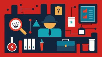 These descriptions can be used to create a visual representation of a forensic evidence room each highlighting specific aspects of forensic investigation and evidence management.. vector