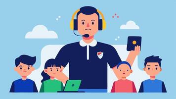 These illustrations can capture various aspects of the role of an Esports coach in guiding and developing competitive gaming teams.. vector