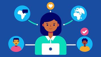 These illustrations can visually showcase the role of a remote project manager in managing diverse teams across different time zones.. vector