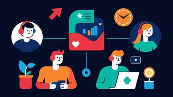 These illustrations can visually convey the various facets of organizing esports events emphasizing teamwork planning and the vibrant energy of competitive gaming.. vector