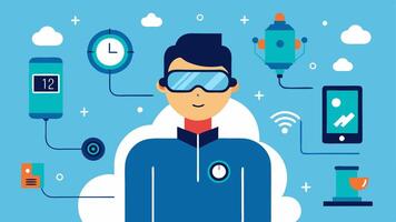 These descriptions can be used for creating illustrations that represent the innovative field of wearable tech development.. vector