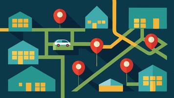 Surveillance Map A simplified map layout showing various surveillance points around a neighborhood with indicators of where the drug deal is happening.. vector