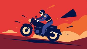 Tight Turn A dramatic curve showing the police officer leaning into a tight turn on their motorcycle focusing ahead on the crumbling vehicle they follow.. vector