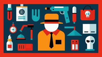 These descriptions can be used for creating simple illustrations focused on the work of a crime scene investigator.. vector