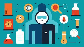 These illustrations emphasize the various aspects of forensic science in laboratory settings focusing on processes and analysis without referencing specific brands or locations.. vector