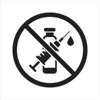 Do not use drugs icon. No vaccination sign vector