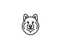 A dog's head is shown in a black and white line drawing vector