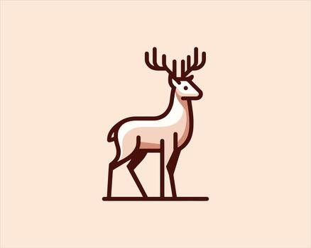 A deer is standing in front of a beige background vector
