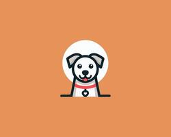 A dog with a collar on an orange background vector