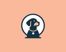 A dog is in a circle with a collar on it vector
