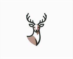 A deer head logo with a brown and pink color scheme vector