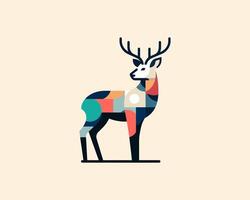 A colorful deer with geometric shapes on it vector