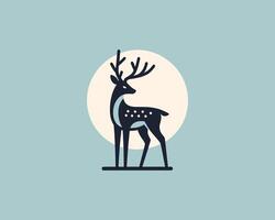 A deer standing in front of a full moon vector