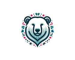 A bear head with flowers and leaves on it vector