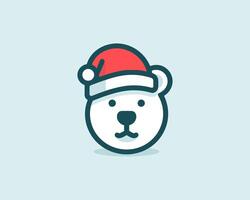 A bear wearing a santa hat on a blue background vector