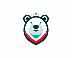 A bear head with a red and green scarf vector