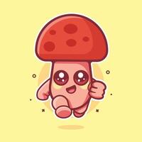 cute mushroom character mascot running activity isolated cartoon vector