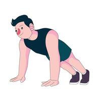 a drawing of a man doing push-ups on a white background. vector