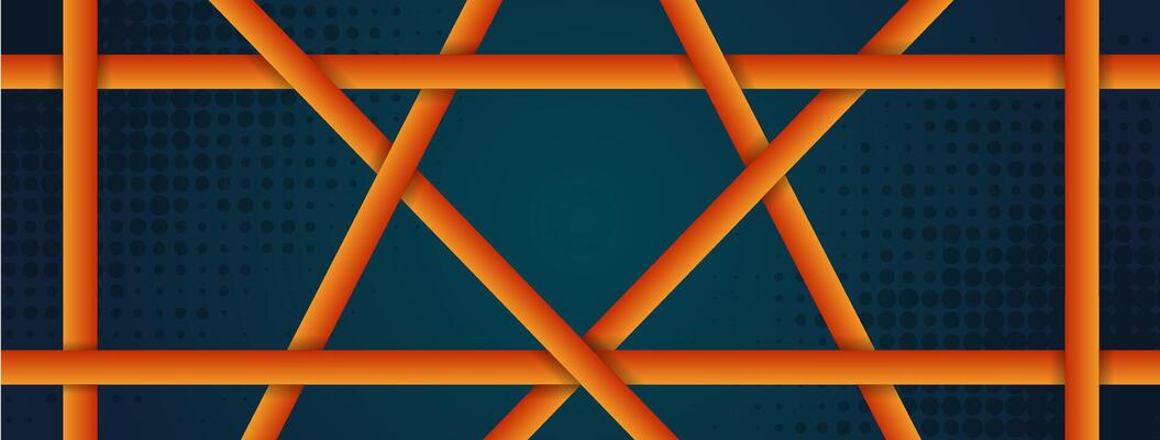 A modern geometric background with green and orange lines resembling office supplies on a gray backdrop.