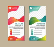 Vertical banner design template, Colorful abstract background. Universal standing banner for conference, promotion banner . Modern publication x-banner and flag-banner. space for photo vector