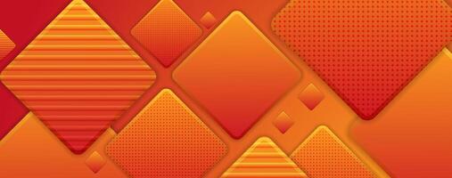 Geometric orange red gradient square abstract background vector