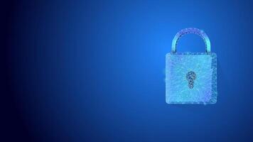 Digital Padlock in wireframe style and dark blue background is suitable as an illustration of data security systems, cyber security, user privacy and futuristic technology. vector