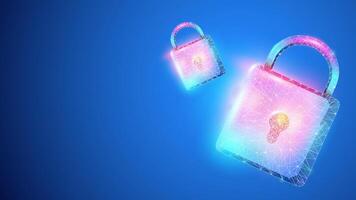 Digital padlock, futuristic neon background suitable for banners about digital data security, futuristic technology, cyber security, user privacy, and computer firewalls. vector
