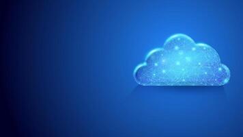 Digital Cloud computing on dark blue background, wireframe cloud symbol illustration suitable for presentation background about servers, databases, holograms and cloud storage. vector