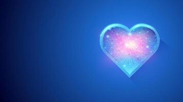 Digital Heart on dark blue background, futuristic glowing heart wireframe with connected dots suitable for illustrations of love, charity, social events and volunteering. vector