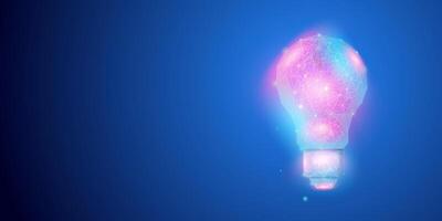 Futuristic digital Bulb on dark blue background, neon light bulb wireframe illustration suitable for creative concepts, innovation, ideas, solutions and brainstorming. vector