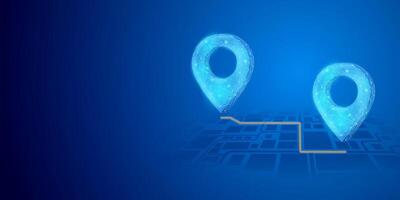 Digital location pin symbol with map overlay, futuristic illustration of GPS and directions suitable for presentation background, transportation, travel and navigation. vector