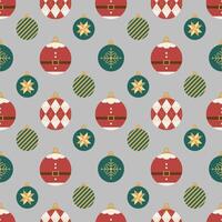 Christmas ornaments seamless pattern with Santa Claus, argyle, star, snowflake for wrapping paper, textile, fabric and garment. vector