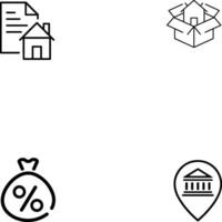 savings money bag and property-related documentation with real estate packaging services icon vector