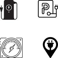 location pin icon and electric vehicle parking icons vector