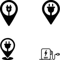 location pin icon electrical plug symbol vector