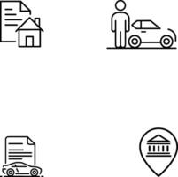 transportation-related service and vehicle documentation ownership papers with building location pin icon vector