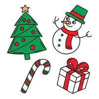 Hand drawn Christmas icon set of color vector